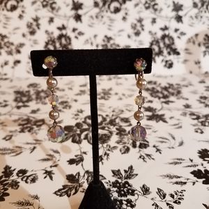 Aurora borealis screw back earring jp28